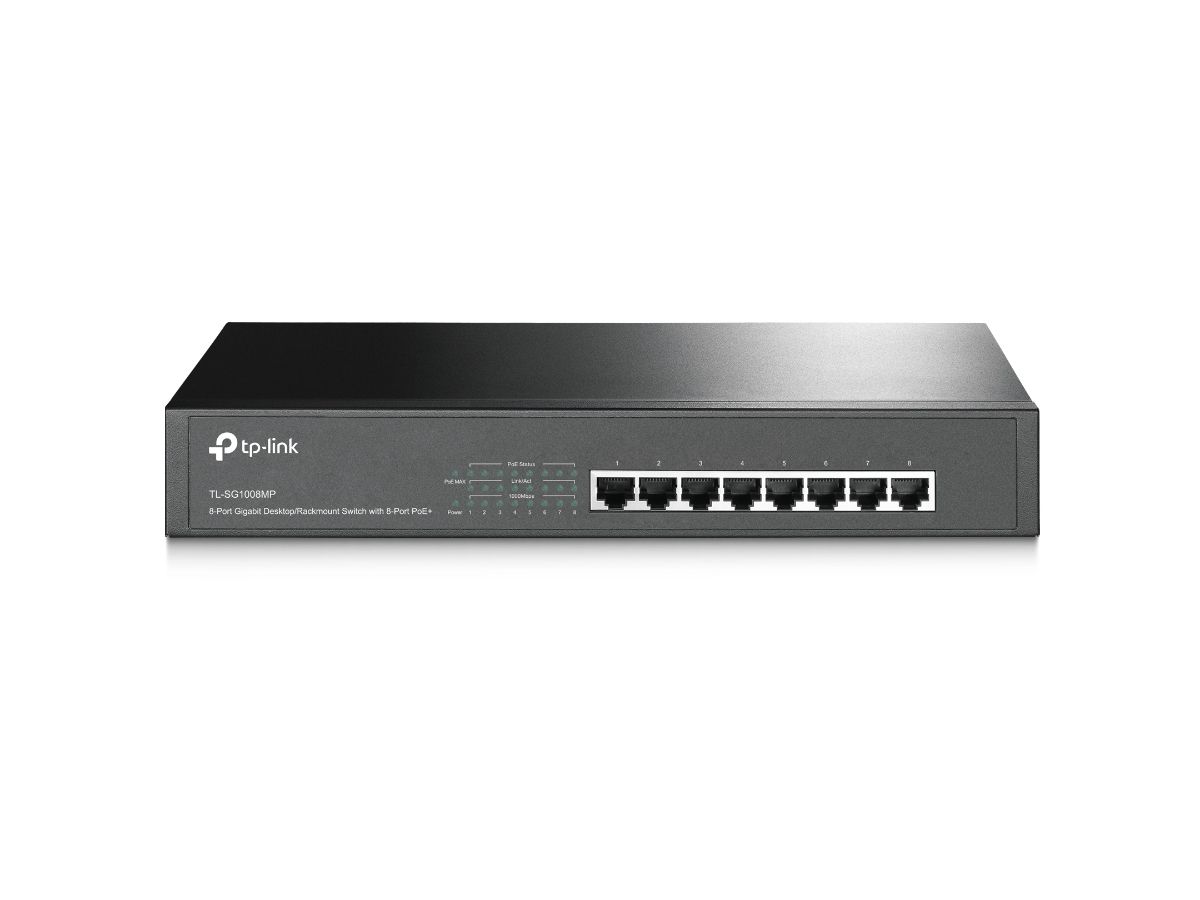 TP-Link TL-SG1008MP commutateur réseau Non-géré Gigabit Ethernet (10/100/1000) Connexion Ethernet, supportant l'alimentation via ce port (PoE) Noir