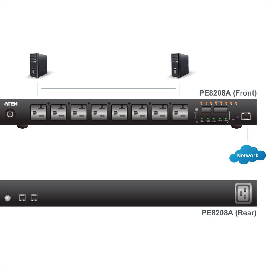 ATEN  PE8208G PDU 8 ports, 1UH, 7xC13 + 1xC19, 16A