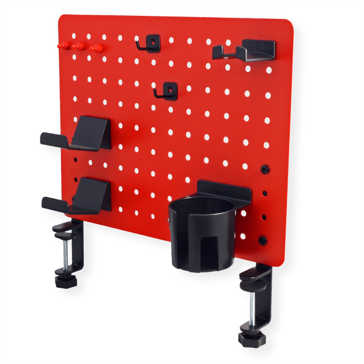 VALUE Panneau perforé, fixation par pince, rouge