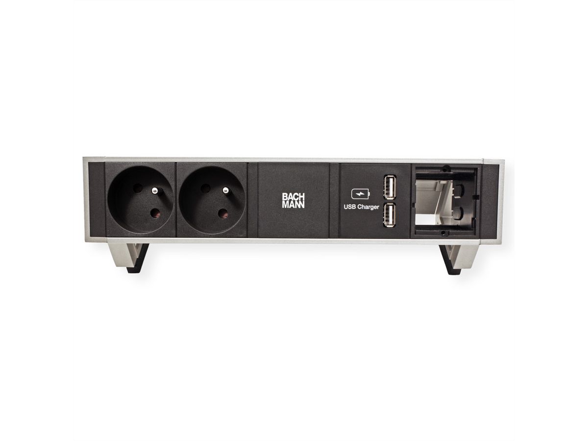 BACHMANN DESK2 2xUTE 35° 1xUSB Chargeur 1xCM Courant 0,2m GST18 Inox