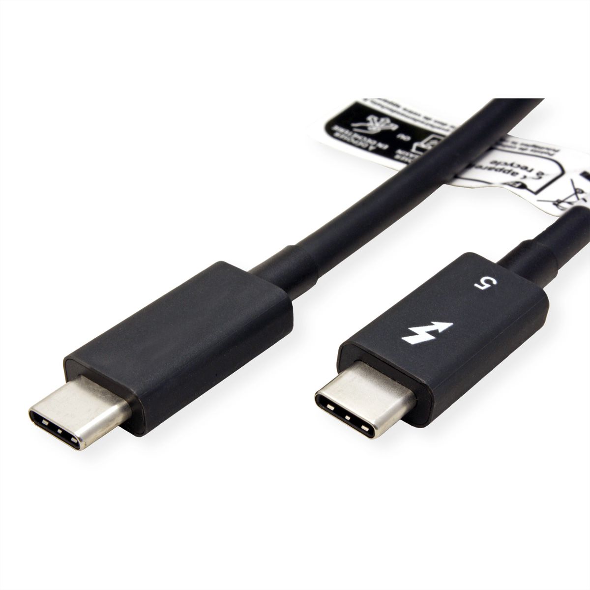 ROLINE Câble Thunderbolt™ 5 USB type C, M/M, 8K UHD-2, 80Gbit/s, 240W, passif, noir, 0,5 m