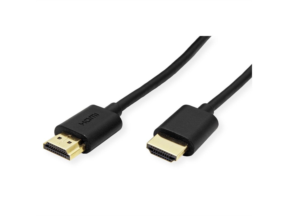 ROLINE Câble HDMI High Speed avec Ethernet, Slim, noir, 1 m
