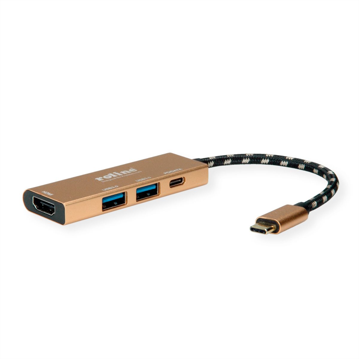 ROLINE GOLD Station d'accueil USB-C, 4K HDMI, 2 ports USB 3.2 Gen 1, 1x USB type C PD (Power Delivery)