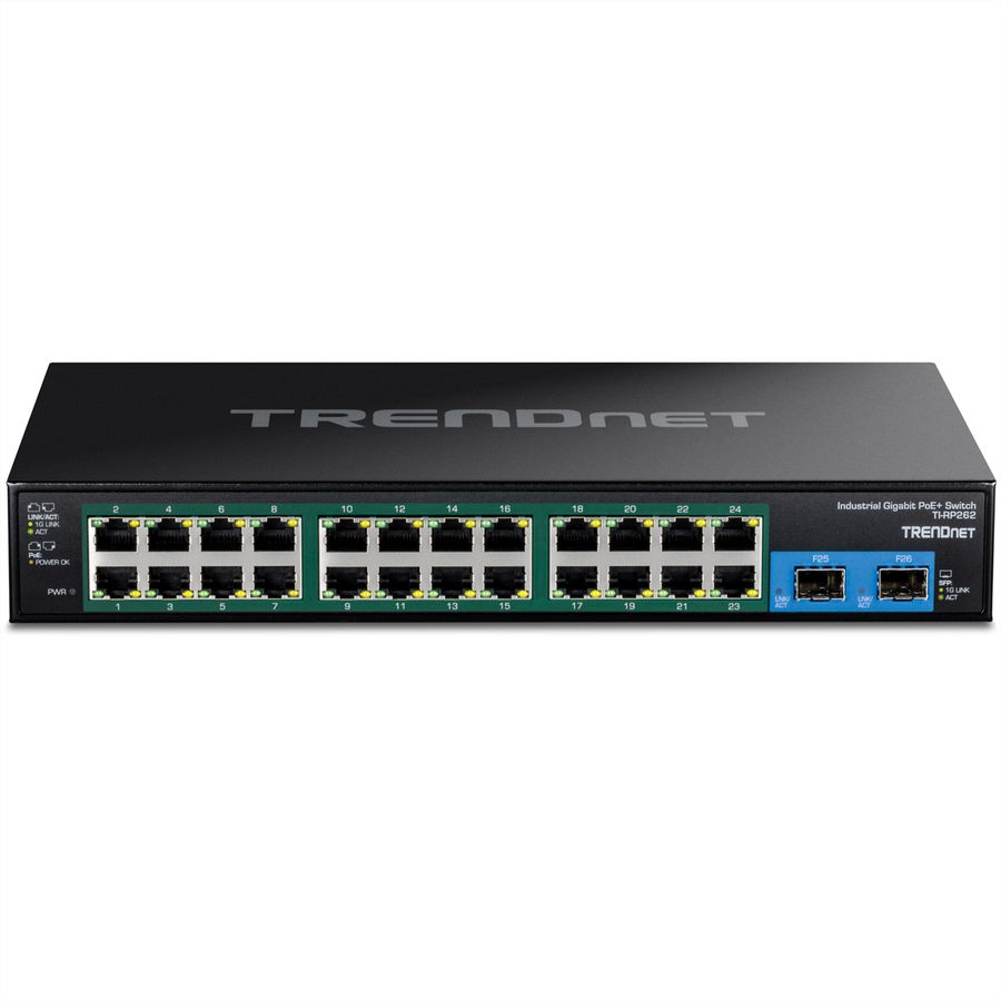 TRENDnet TI-RP262 Switch PoE+ Gigabit industriel, 26 ports montable sur rack