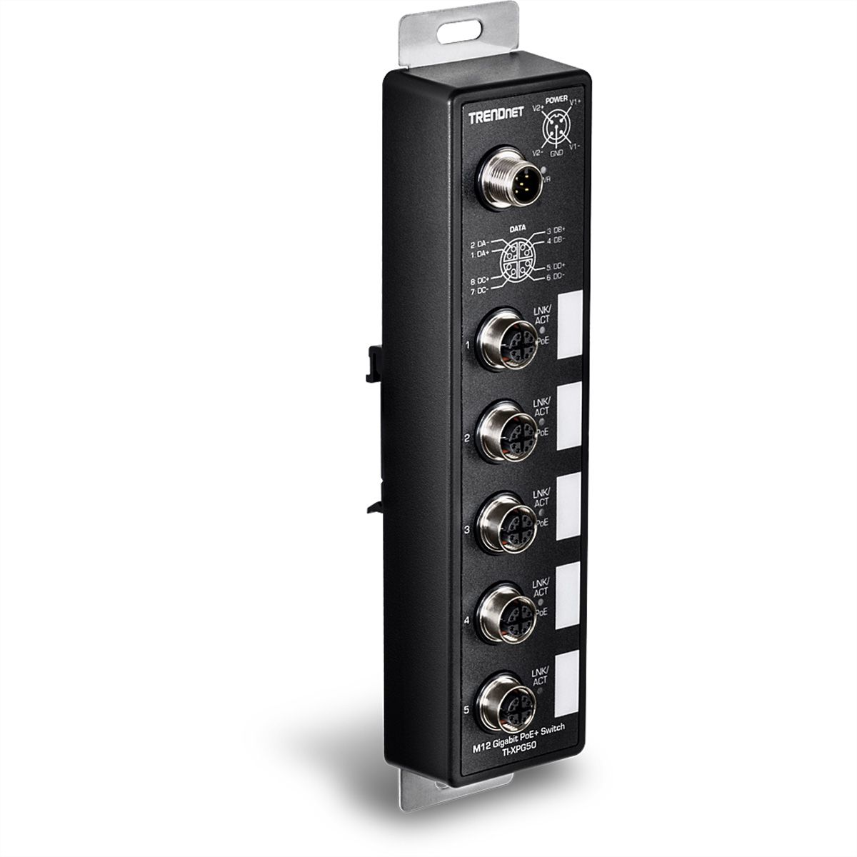 TRENDnet TI-XPG50 Switch ferroviaire industriel, EN50155 M12 Gigabit PoE+ à 5 ports