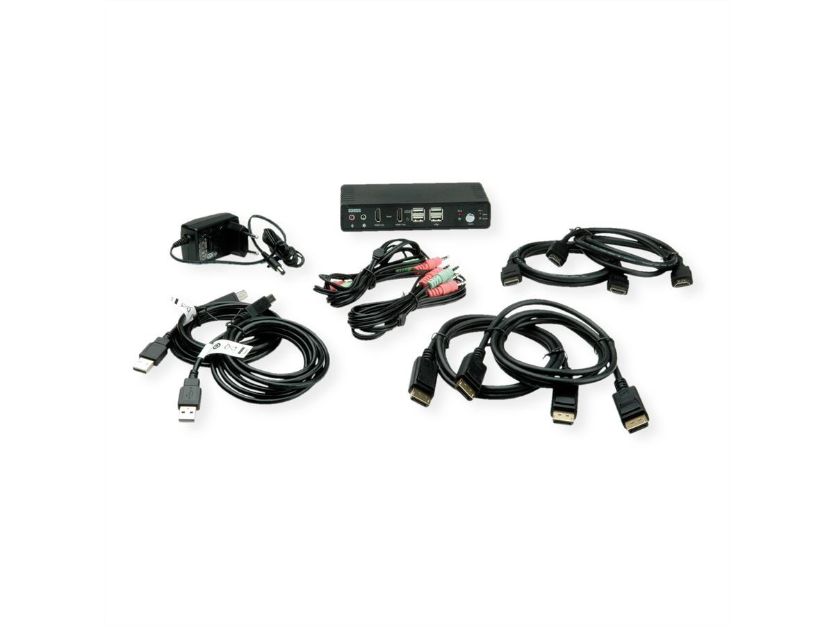 ROLINE Switch KVM Dual Head Audio, HDMI, 4K60, 1 Utilisateur - 2 PCs
