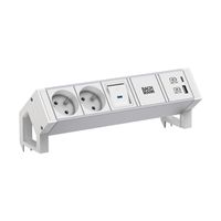 BACHMANN DESK2 ALU WHITE 2xUTE 1xUSB A/C 22W 1xinterrupteur 0,2m