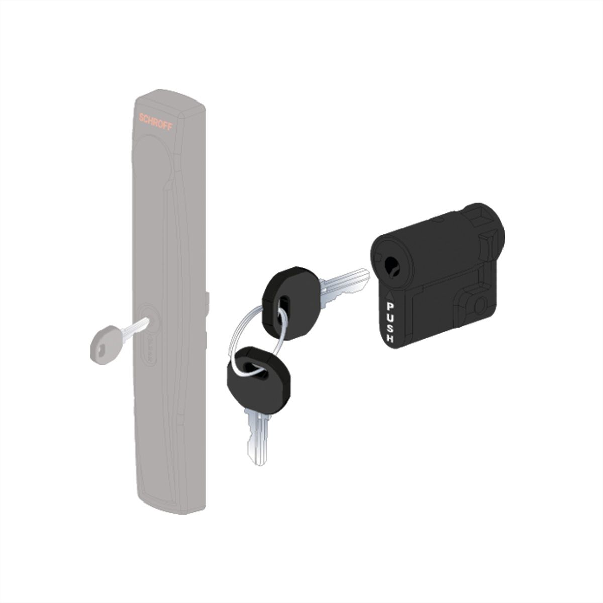 SCHROFF Varistar Key Lock Insert With Push for Varistar Lever Handle, 3/4-Point Locking