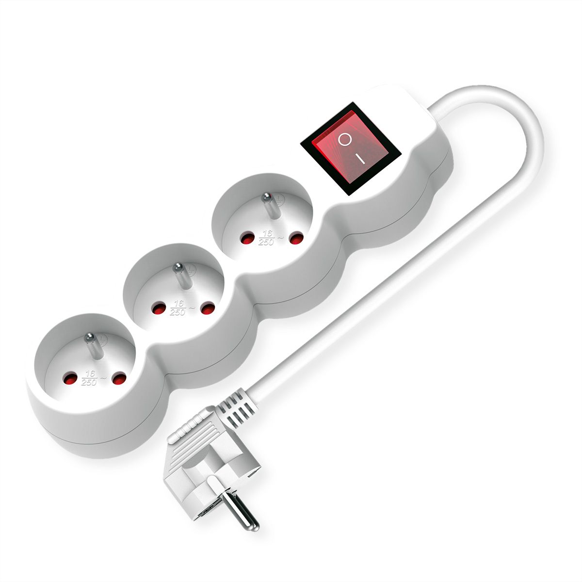 VALUE Prise multiple, 3 ports UTE avec interrupteur, blanc, 3 m
