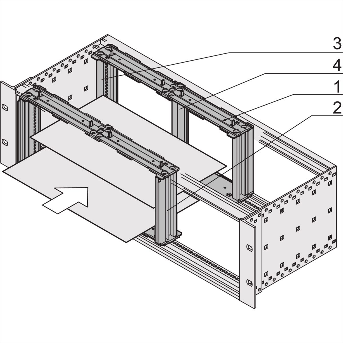 Cage de cartes SCHROFF pour l'installation horizontale de cartes, 3 U, 20 CV