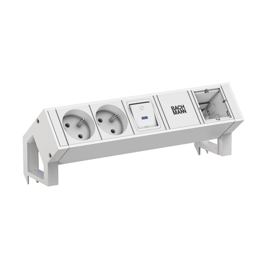 BACHMANN DESK2 white 2xUTE 1xinterrupteur 1xCM 0,2m GST18 RAL9010