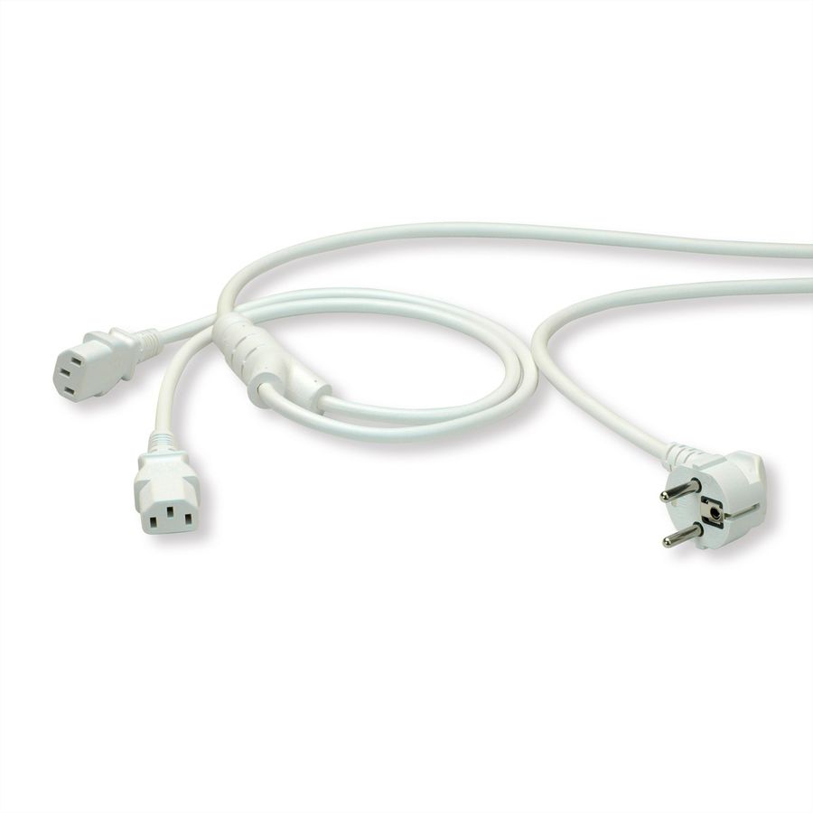 ROLINE Câble d'alimentation en Y, blanc, 2 m