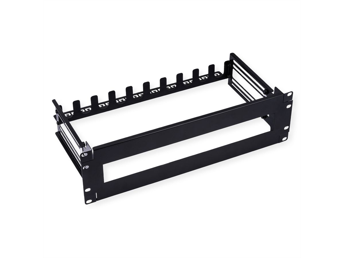 VALUE Cadre de support 19" pour appareils montés sur rail DIN, 3U, noir