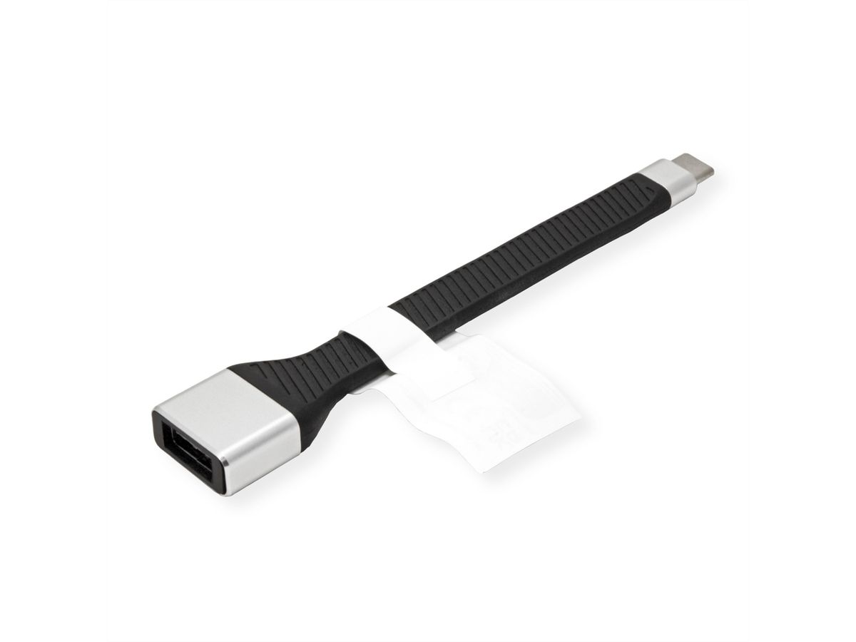 ROLINE Câble USB 3.2 Gen 2 en silicone, C-A, M/F, 10Gbit/s, Emark, noir, 11 cm