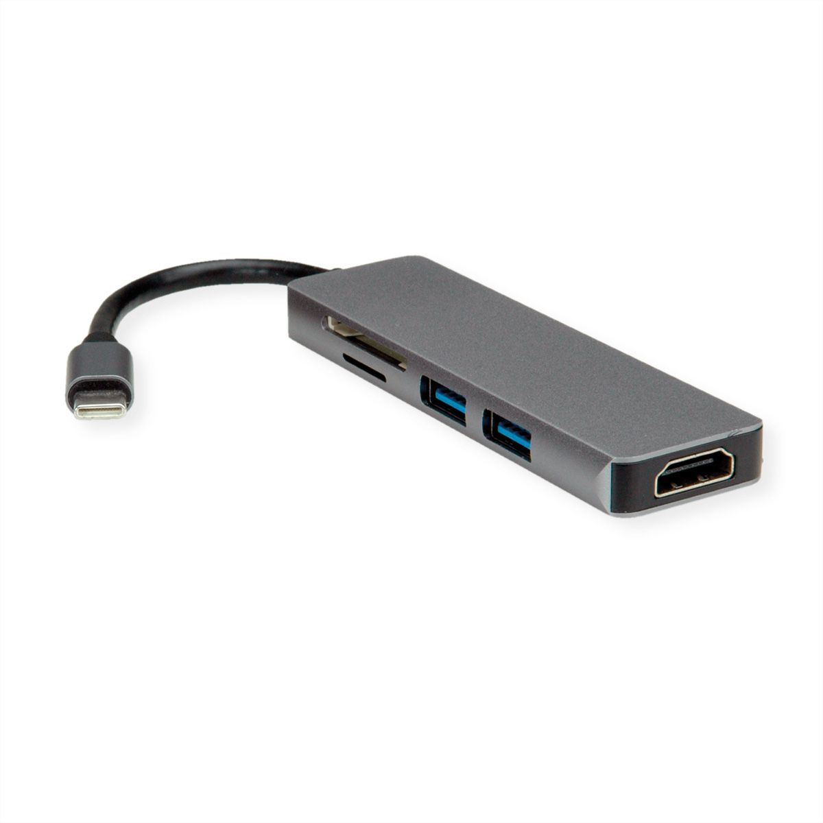 ROLINE Station d'accueil USB Type C, 4K HDMI, 2x USB 3.2 Gen 1, Card Reader