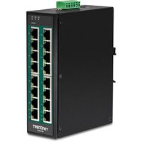 TRENDnet TI-PG160 Switch Rail DIN PoE+ Gigabit industriel à 16 ports