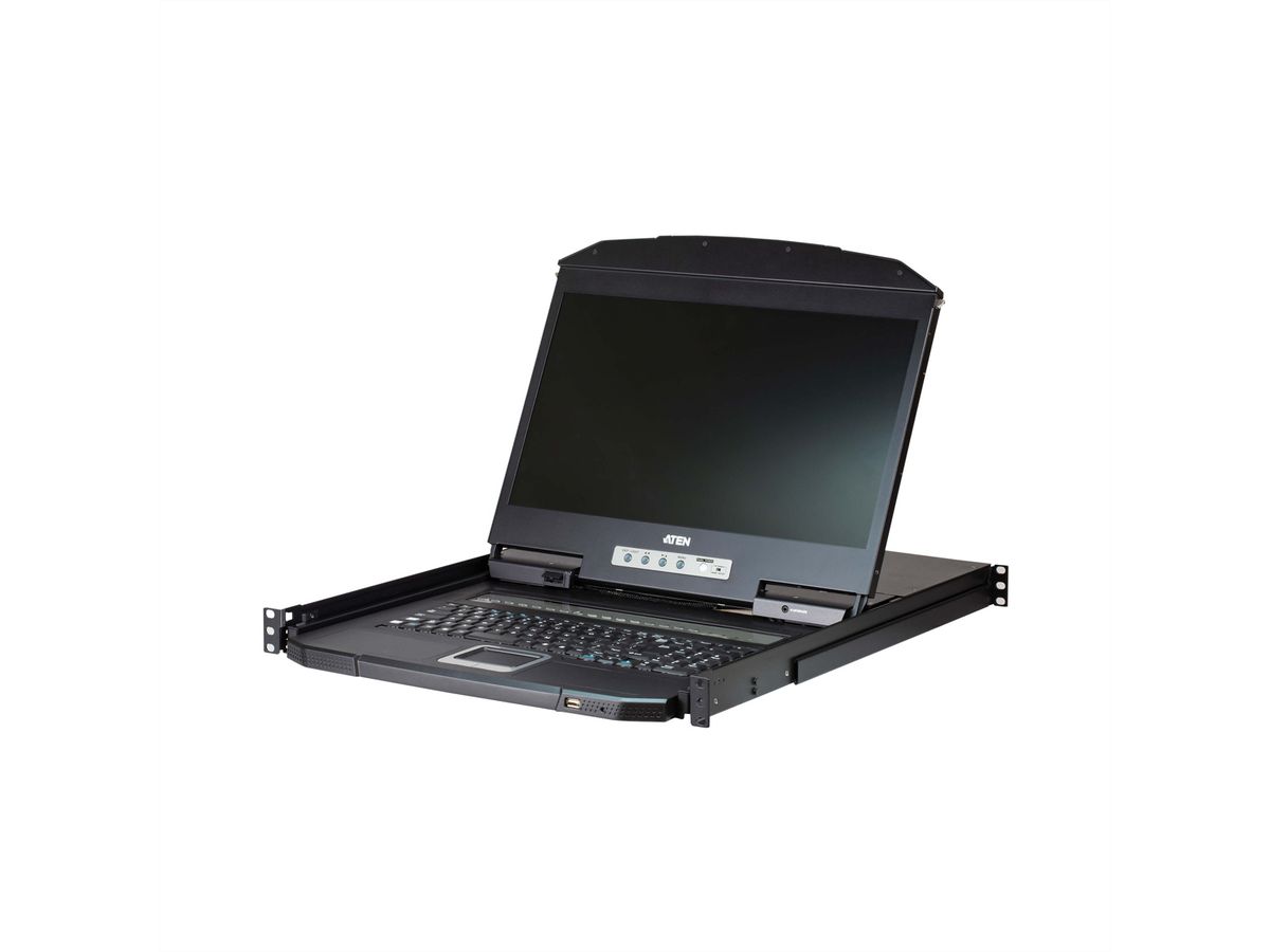 ATEN CL3116NX Commutateur KVM VGA LCD de 18,5" à un seul rail PS/2-USB 16 ports , FR-Layout
