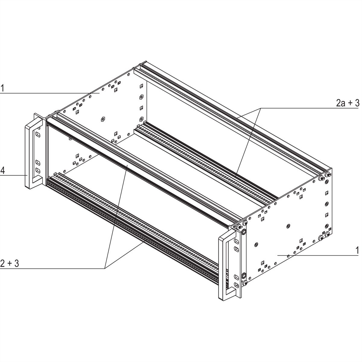 SCHROFF EuropacPRO 19" Subrack Kit pour chemin de fer, blindage rétrofit, EN 50155, 3 U, 84 CV, 235 mm