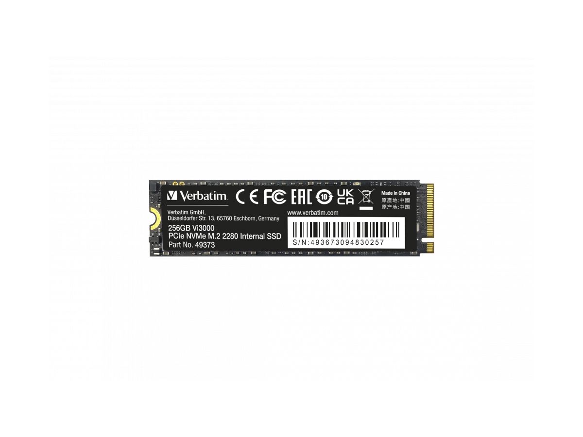 Verbatim Vi3000 PCIe NVMe M.2 SSD 256GB 256 Go PCI Express 3.0