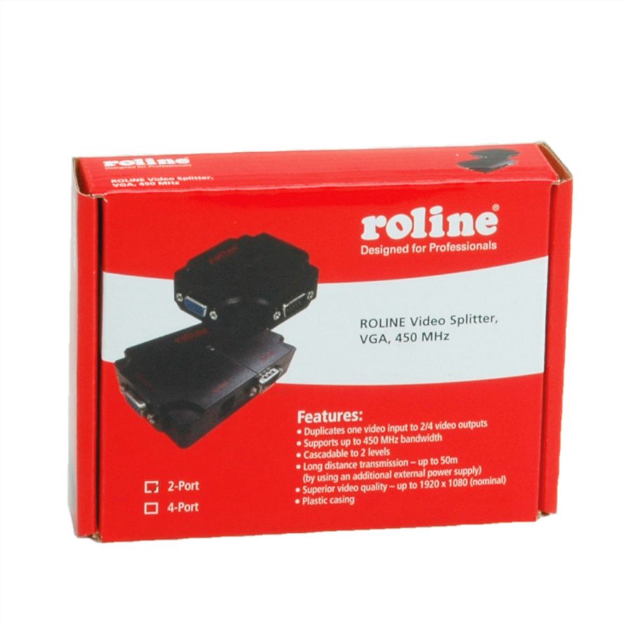 ROLINE Distributeur vidéo VGA, haute résolution, 450 MHz, 2x
