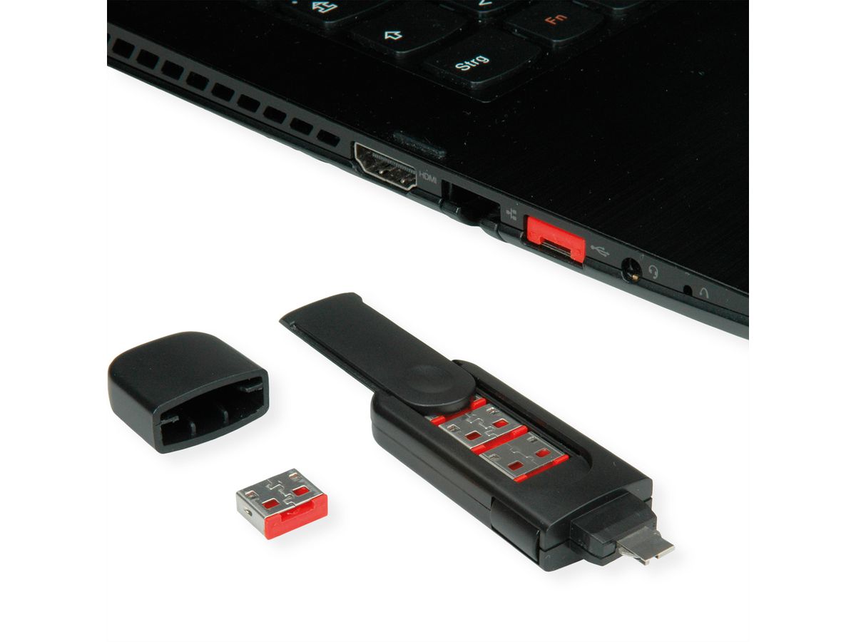 ROLINE USB-A Lock - bloqueur de port USB, rouge, 10x