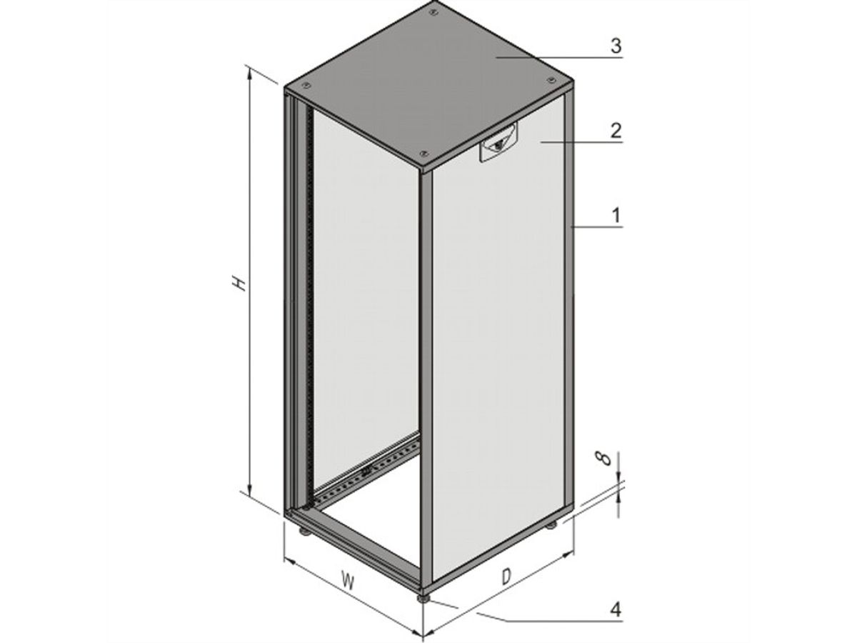 Armoire Novastar SCHROFF sans porte ni panneau arrière, Heavy-Duty, RAL 7021, 1745H 553W 800D