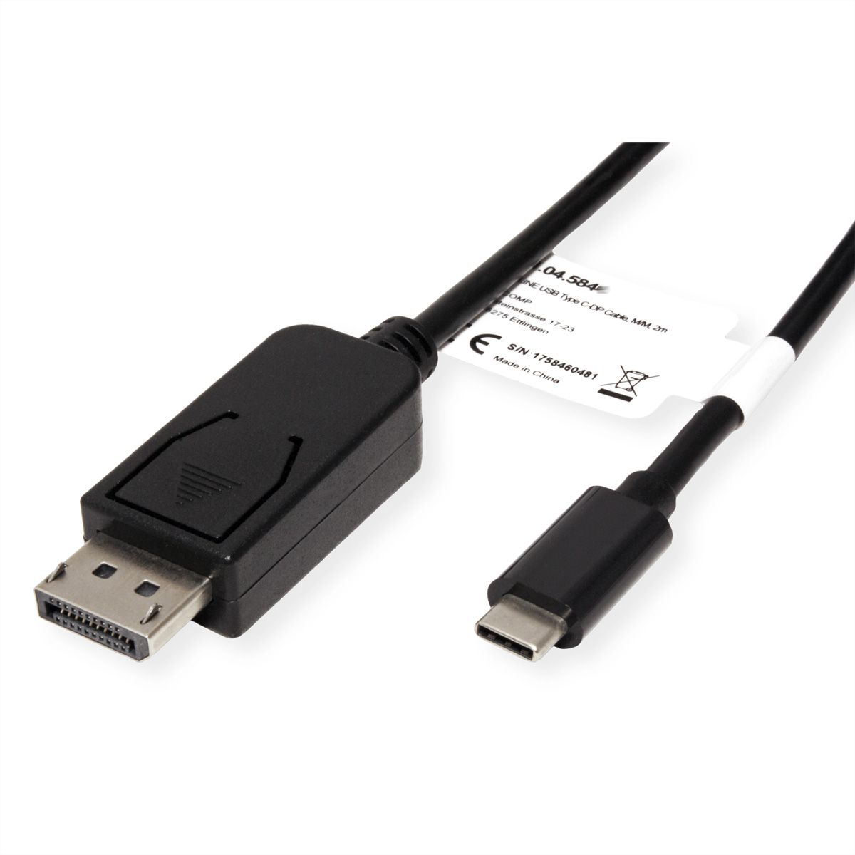 ROLINE Câble adaptateur type C - DisplayPort, v1.2, M/M, 2 m