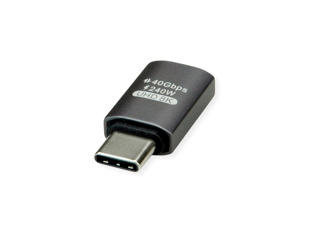 ROLINE Adaptateur USB4 Gen 3x2, Aluminium, Type C, M/F, argent