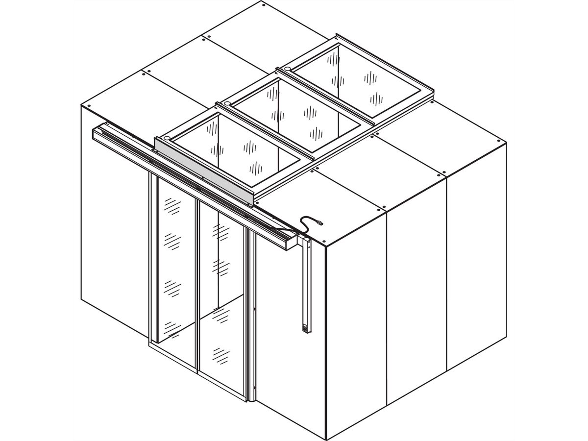 Porte coulissante automatique pour le confinement d'allée SCHROFF, 1200W, RAL 7021