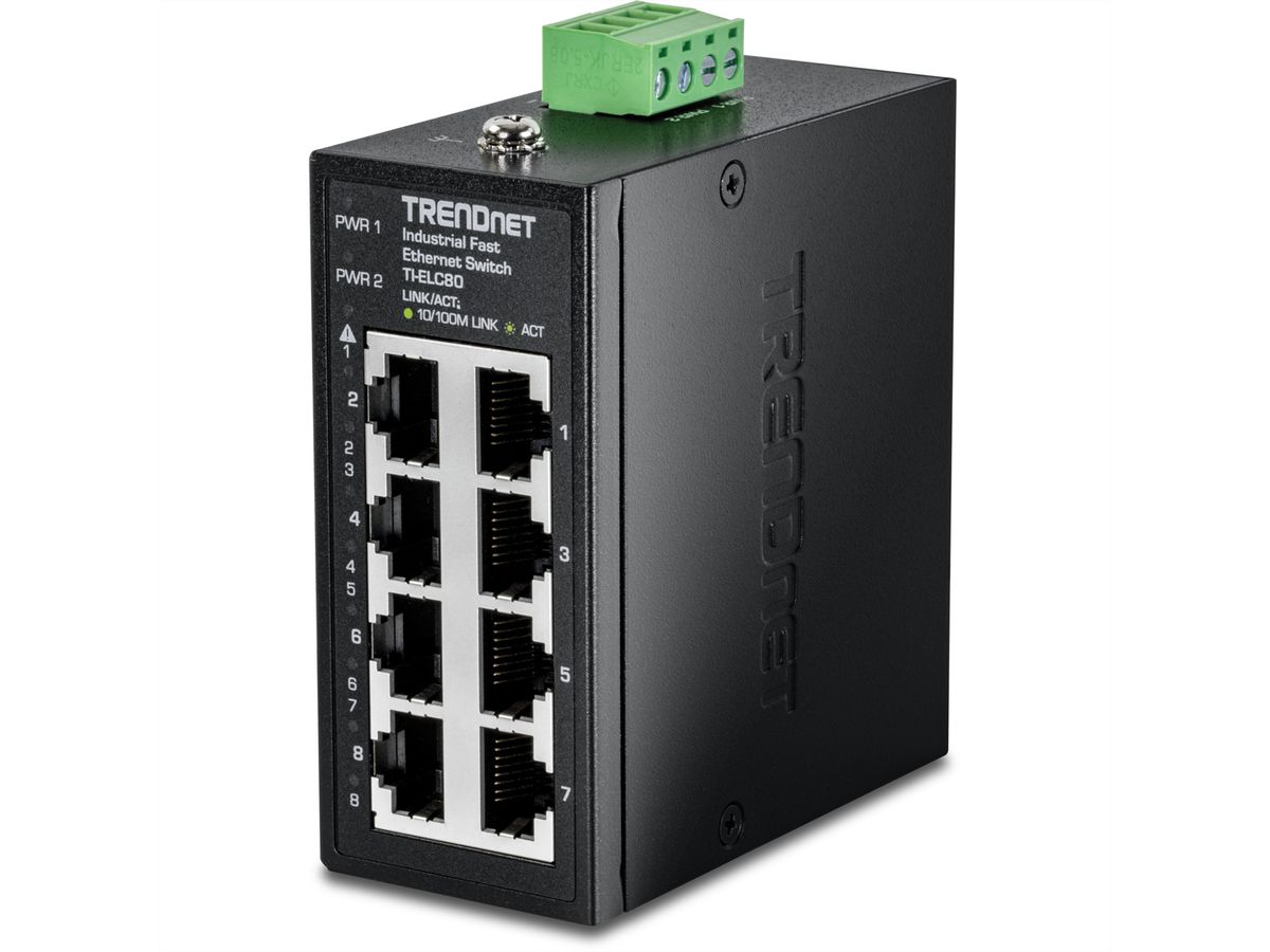 TRENDnet TI-ELC80 Mini switch industriel rail DIN, Fast Ethernet à 8 ports