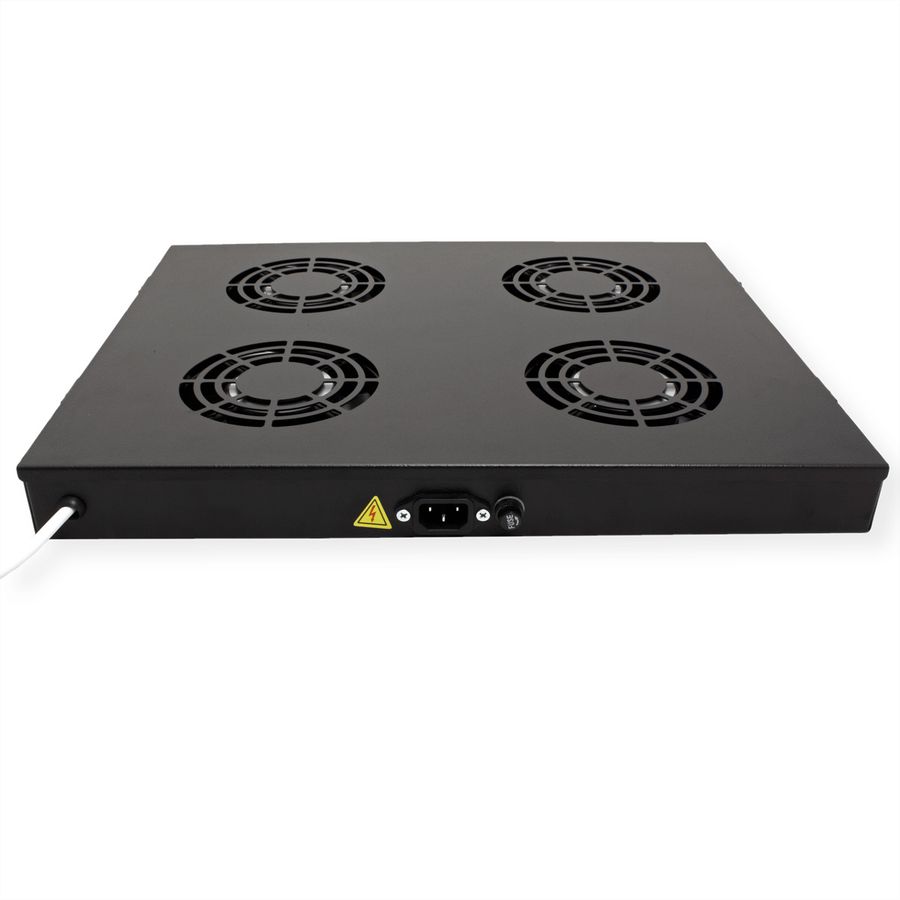 ROLINE 19" Unité de ventilation, 4 ventilateurs, thermostat, noire