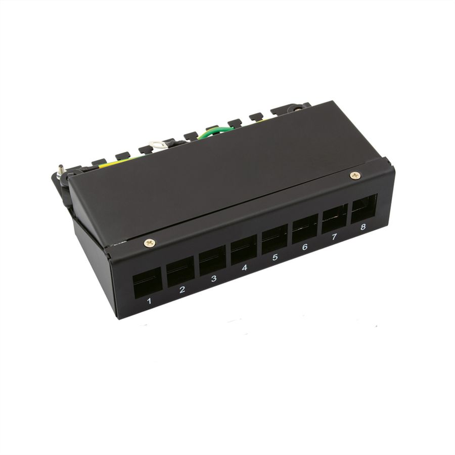 Panneau de brassage pour Keystones, 8 ports, noir