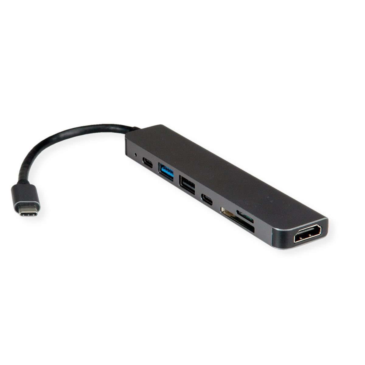 VALUE Station d'accueil USB type C, HDMI 4K60, 2x USB2.0 (A+C) + 1x USB3.2 Gen1 (A), 1x PD, 1x SD/TF