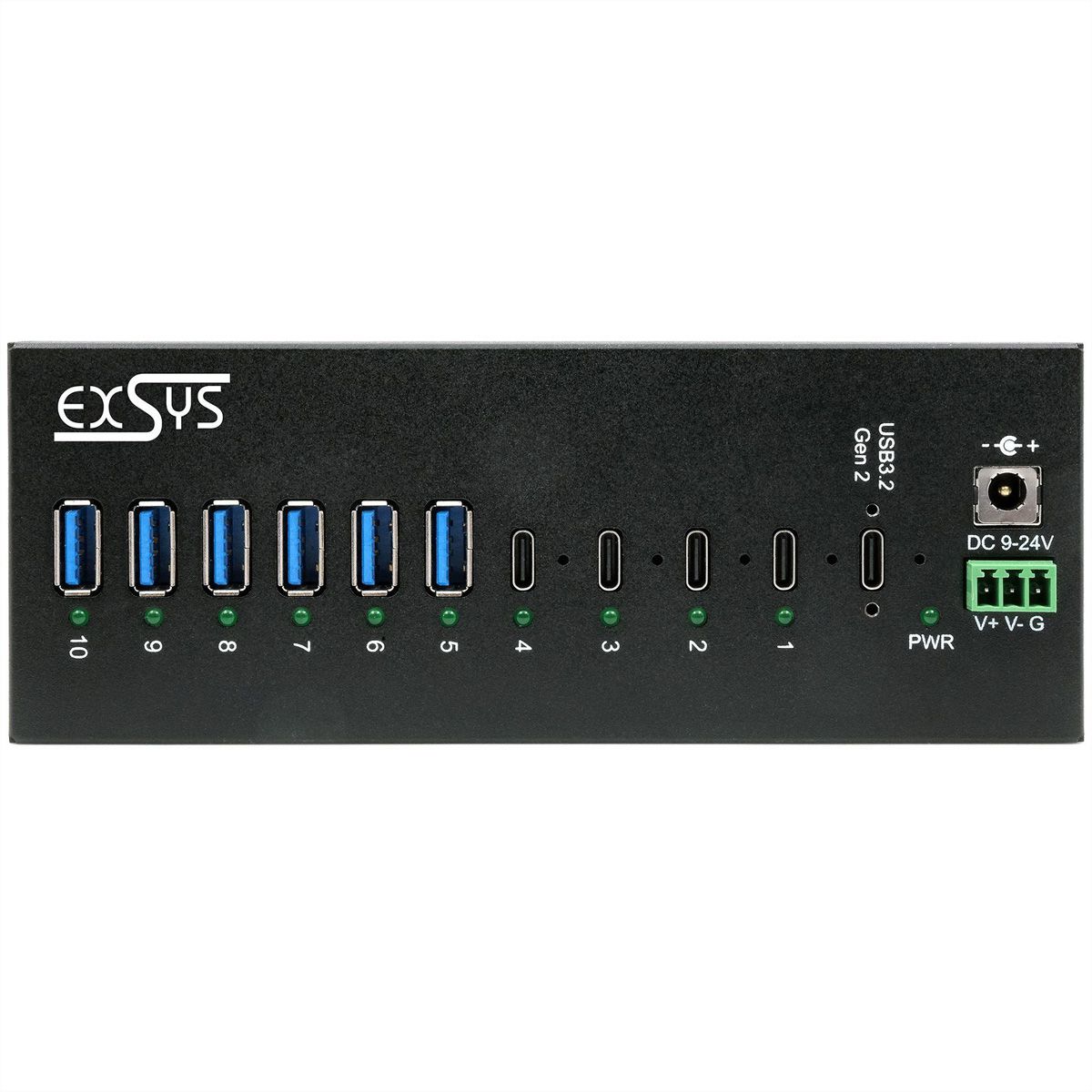 EXSYS EX-12280HMS HUB métallique 10 ports USB 3.2 Gen 2, 4x USB-C et 6x USB-A