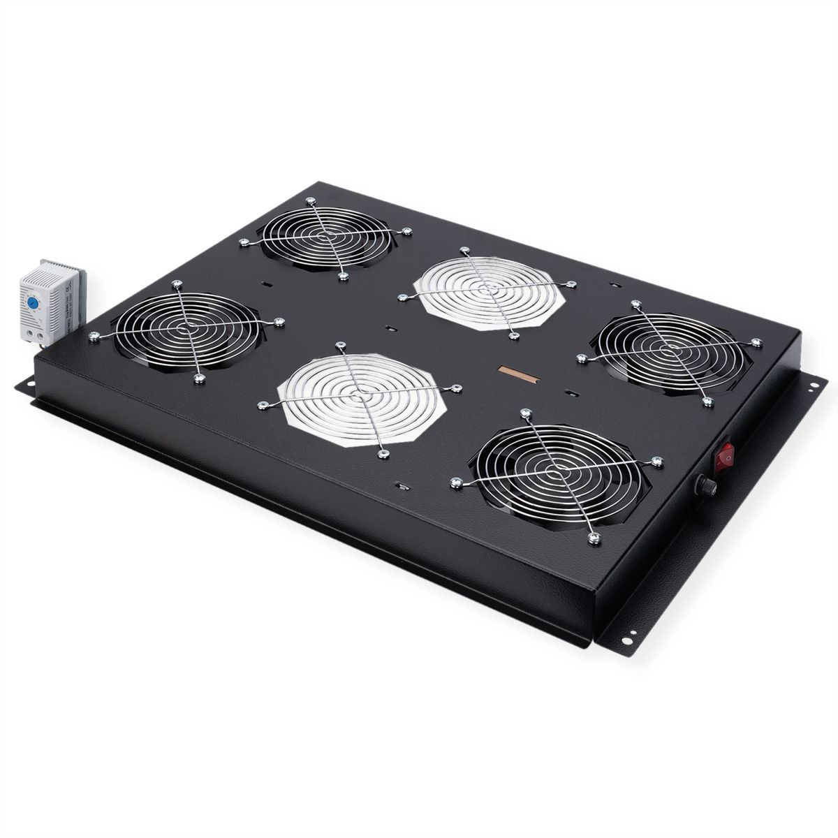 ROLINE 19" Unité de ventilation de toit, 4 ventilateurs, Thermostat pour baie serveur, noire