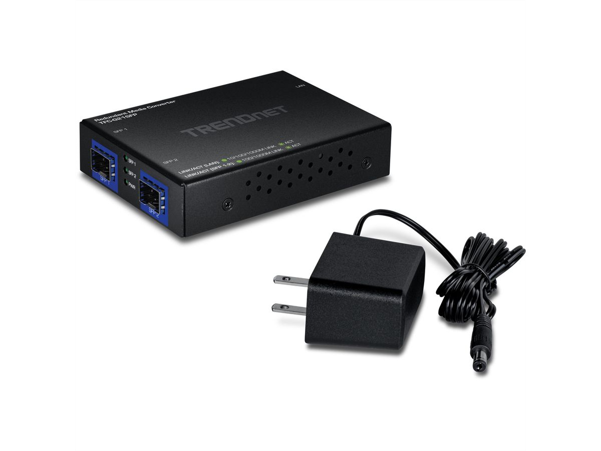 TRENDnet TFC-G21SFP Convertisseur de média 1000BASE-T vers SFP dual fibre, avec mode redondant