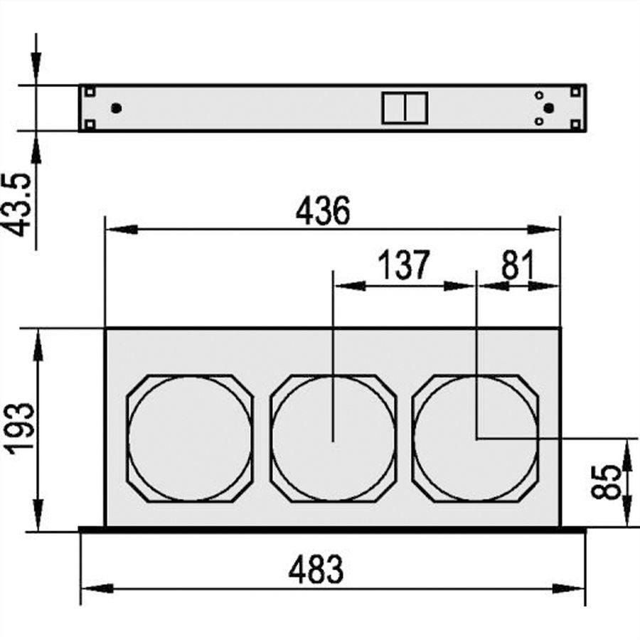 Unité de ventilation 19" SCHROFF, 1 U, avec interrupteur frontal, 3 ventilateurs, 230 VAC