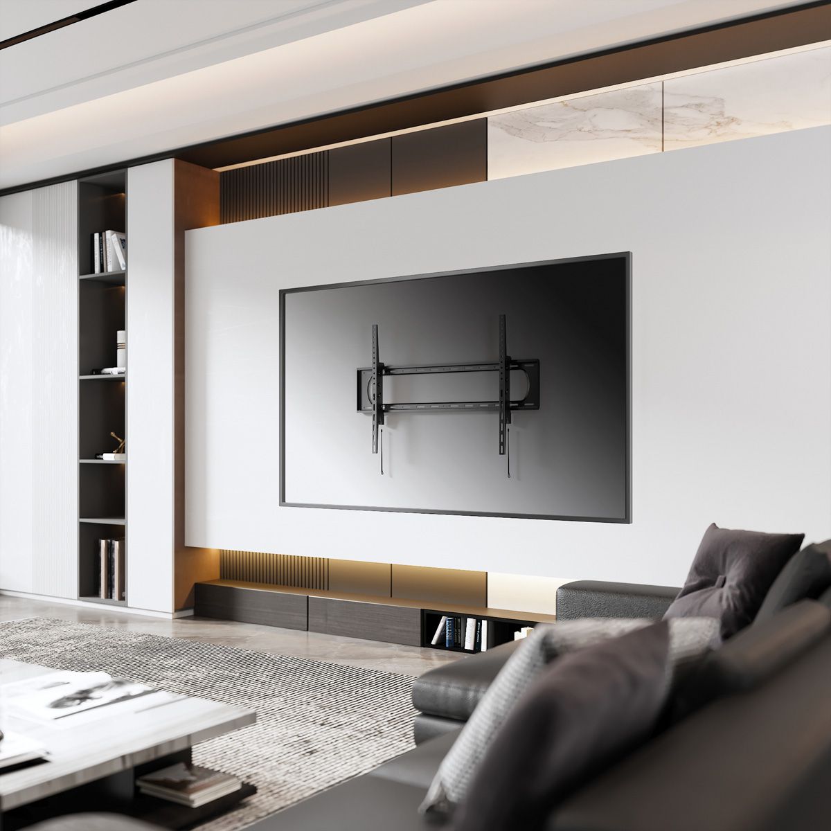 VALUE Support mural TV, distance murale de 80 mm, inclinable, <304,8cm/120", <120kg