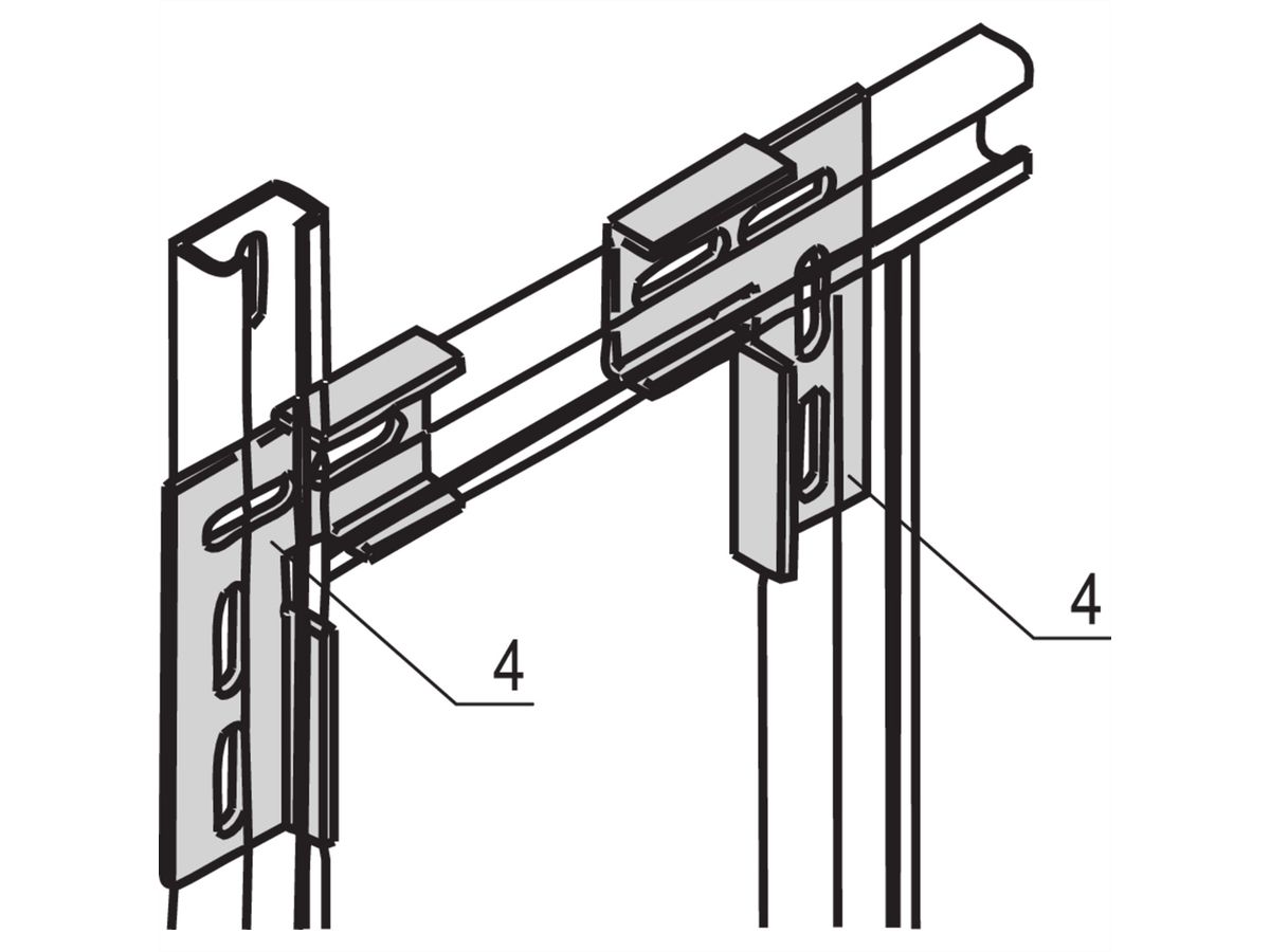 SCHROFF Eurorack C-Rail L-Bracket pour le raccordement en angle de deux rails centraux