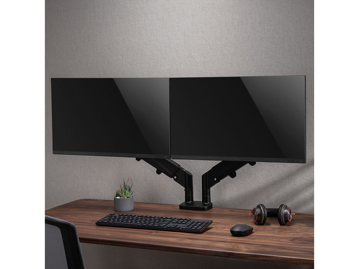 VALUE Bras double LCD, fixation sur bureau, vérin à gaz, 6 articulations