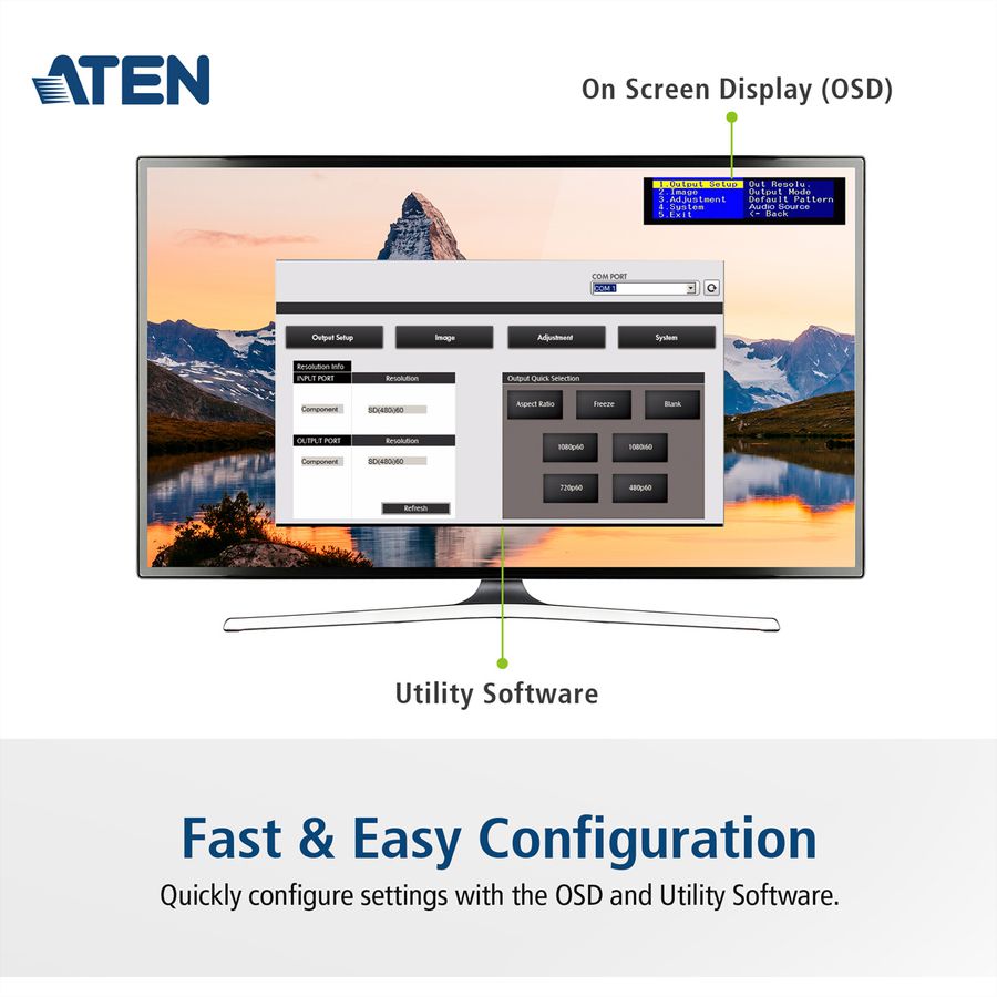 ATEN VC812 Convertisseur HDMI-VGA avec convertisseur de format d'image