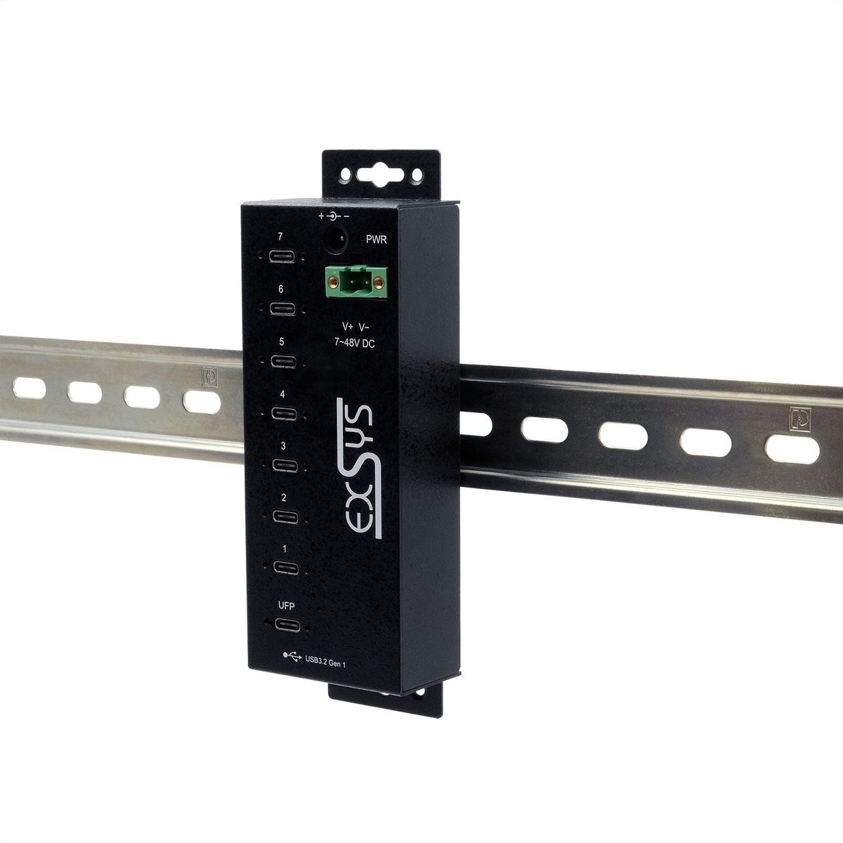 EXSYS EX-1537HMVS Hub USB-C 3.2 Gen 1 métallique à 7 ports, avec protection contre les surtensions EDS 15 kV
