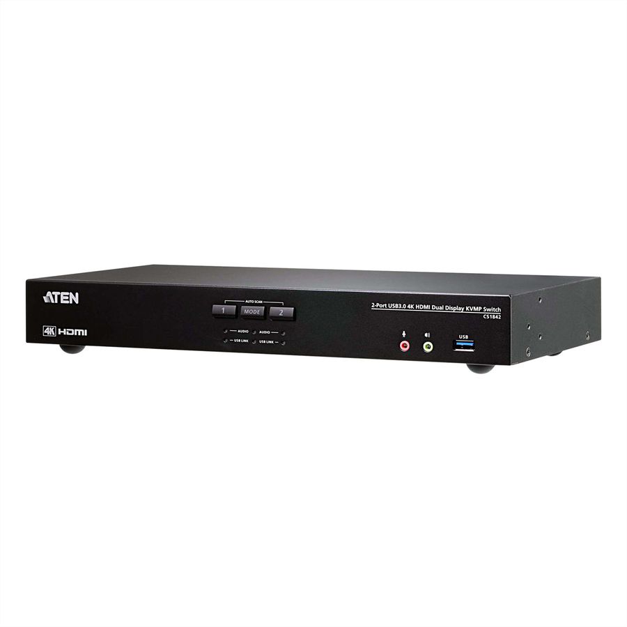 ATEN CS1842 Commutateur KVM deux affichages HDMI 4K 2 ports USB 3.0