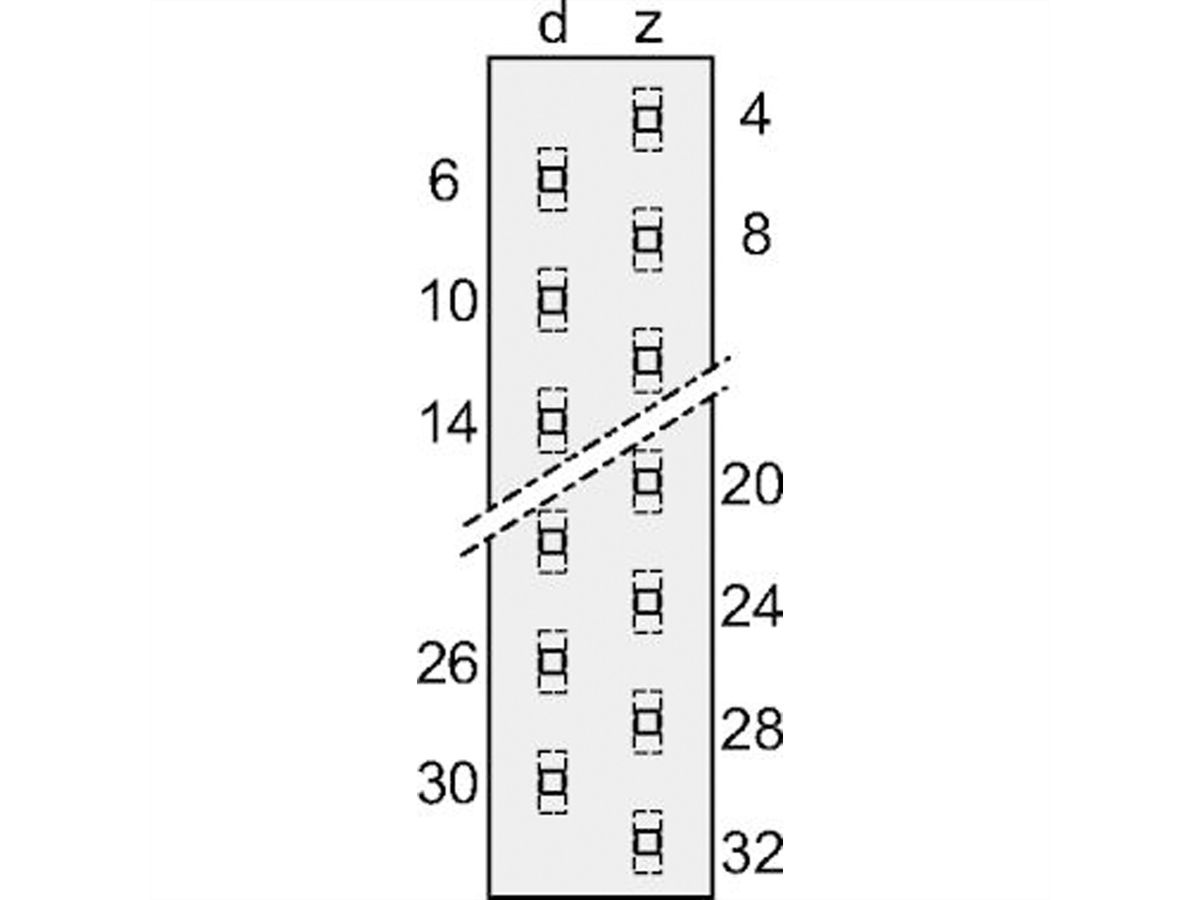 Connecteur SCHROFF Type H, EN 60603, DIN 41612, femelle, 15 contacts, longueur des broches 4.0 mm