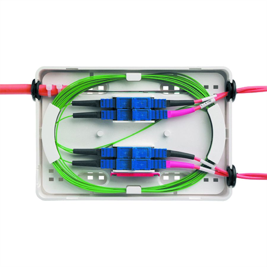 TELEGÄRTNER Micro boîtier d'épissure FO, avec plaque d'adaptation, protection d'épissure, accessoires