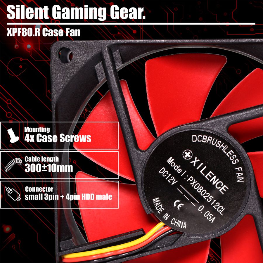 Xilence XPF80.R 80mm Performance Ventilateur de boîtier, 3PIN