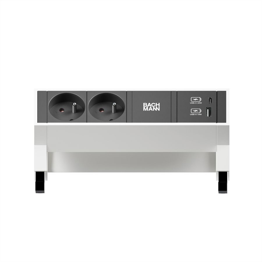 BACHMANN DESK2 2xUTE 1xUSB A/C 22W 0,2m GST18 RAL9010