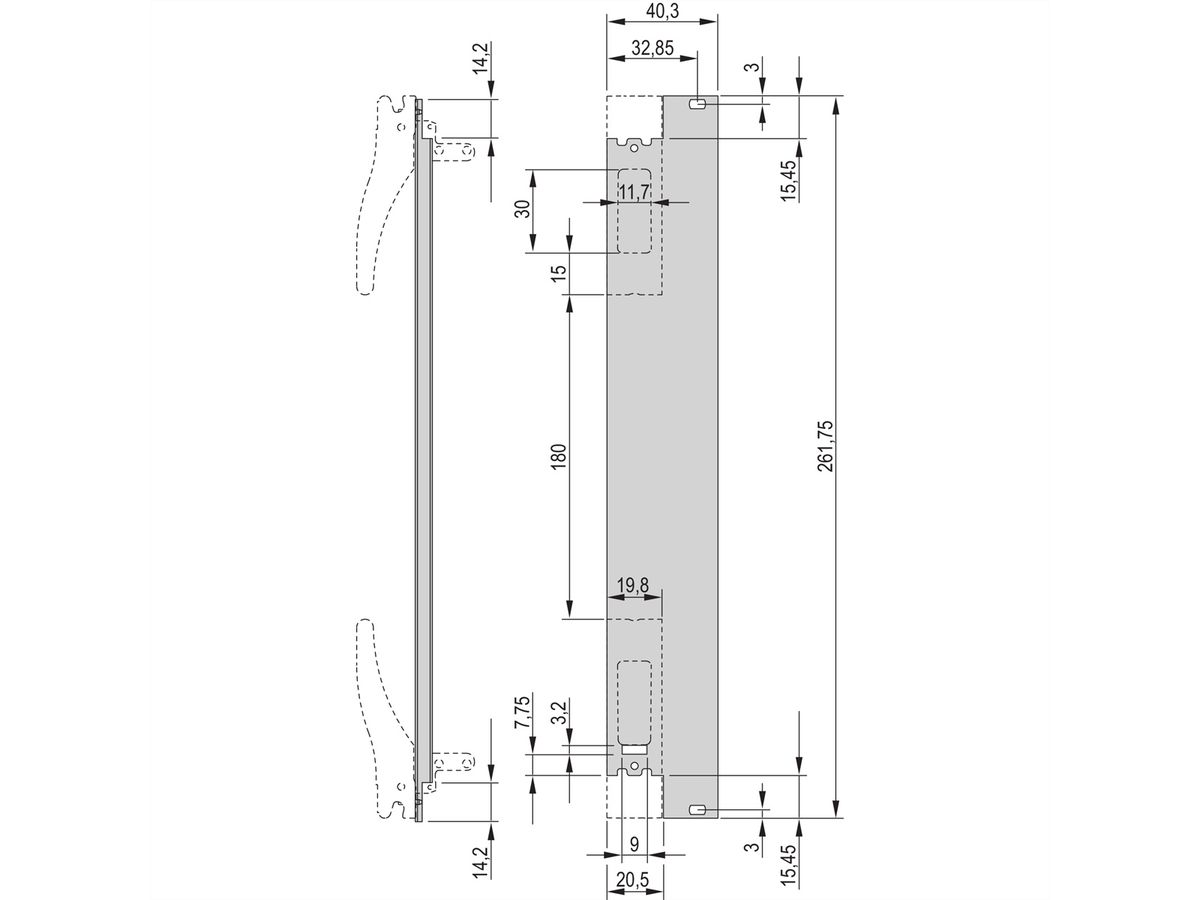 Kit d'unités enfichables SCHROFF avec poignée XL, blindé, noir, 6 U, 8 HP