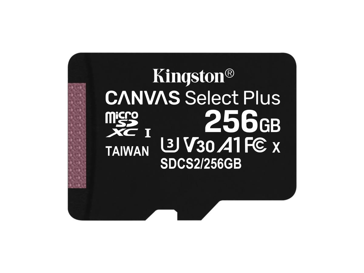 Kingston Technology Carte micSDXC Canvas Select Plus 100R A1 C10 de 256 Go sans ADP