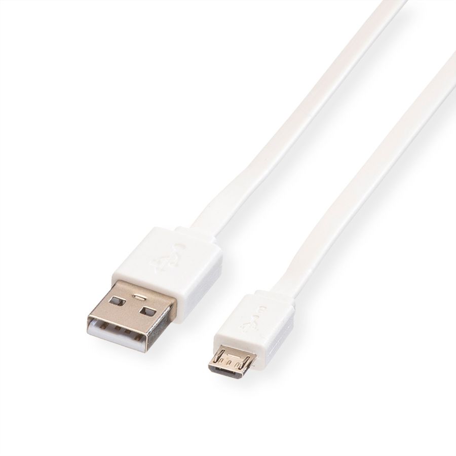 ROLINE Câble USB 2.0, USB A mâle - Micro USB B mâle, blanc, 1 m